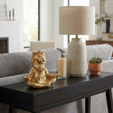 Gold Meditating Lion Figurine, 7" Polyresin Yoga Pose Statue, Indoor Zen Décor