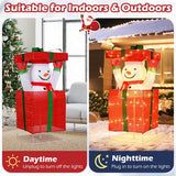 Costway Lighted Snowman in Gift Box, 44.4" Christmas Decoration, 100 Warm LEDs