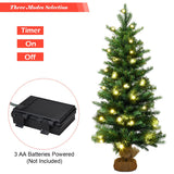 Costway 3 ft Pre-Lit Tabletop Christmas Tree with 50 Warm LED Lights and Timer