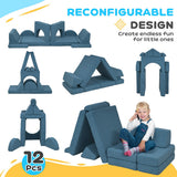 Qaba Modular Kids Play Couch with Foam Cushions & Removable Covers, 6 Pieces Foam