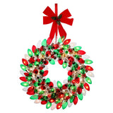 Mr. Christmas 17" Retro C9 Bulb Wreath, Red & Green with 50 LEDs, Twinkling Mode & Timer