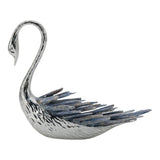 Decorative Swan Sculpture with Blue Kyanite Stone, Silver Metal Tabletop Figurine