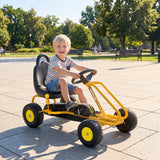 Qaba Kids Pedal Go Kart with Adjustable Seat & Handbrake, Yellow, Ages 3–6
