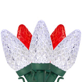 Northlight C9 Faceted LED Christmas Lights, 100 Red & Pure White Bulbs, 66 ft Lighted Length