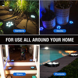 Bell + Howell Solar Paw Print Color Changing LED Pathway Lights, 6-Pack