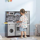 Qaba Wooden Play Kitchen with Lights, Sounds, Pretend Appliances & Cooking Accessories