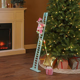 Mr. Christmas 43" Pastel Super Climbing Santa with Pink Outfit, LED Lights & 15 Christmas Carols