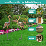 Costway Metal Crane Garden Statue Set, 2-Piece, Decorative Bird Sculptures for Outdoor Yard & Lawn
