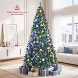 Costway Pre-Lit Hinged Artificial Christmas Tree, 4–9 ft, Warm White & Multicolor LEDs, 11 Lighting Modes