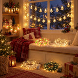 Christmas LED String Lights, 8-Pack, 200 LEDs, 3 Strand Lengths, Battery-Powered Holiday Décor