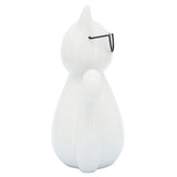 Sagebrook Home Cat with Glasses Sculpture, 7" Glossy White Ceramic Tabletop Figurine