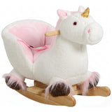 Qaba Unicorn Plush Rocking Horse with Sounds, Seat Belt & Rocking Limiter