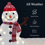 Best Choice Products 3-Piece Lighted Snowman Family, 4 ft 2D Yard Décor, 135 Twinkling White LEDs