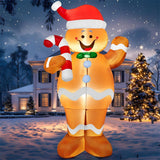 Joyfy 5 ft Gingerbread Man Christmas Inflatable with Candy Canes, Warm White LEDs