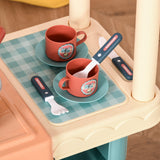 Qaba Kids Kitchen Food Stand Playset with Cash Register, Play Food & Accessories