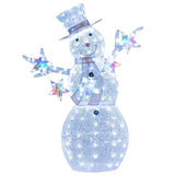 Costway 5 ft Lighted Christmas Snowman, 140 Cold White LEDs, Hat, Scarf & Stars