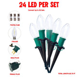 24 Ct C9 LED  Bulbs Warm White Christmas Walkway Lights, 30.75 ft