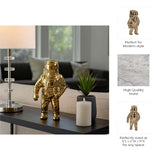 Sagebrook Home Ceramic Astronaut Sculpture, 11" Metallic Gold Space-Themed Tabletop Décor