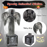 Costway 5.5 ft Halloween Animatronic Praying Angel, Shaking Wings, Red Light-Up Eyes & Spooky Sounds