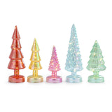 Mr. Christmas Twinkling Glass Christmas Trees, Set of 5, Multicolor with LED Lights & Timer