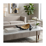 18" Metal White & Gold Curled Leaf Sculpture, Tabletop Accent, Modern Home Décor