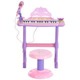 Qaba 32-Key Kids Electronic Grand Piano with Stool, Microphone & Recording