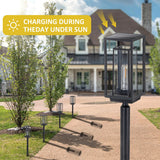 C Cattleya Solar LED Path Lights, 4-Pack, Black, 3000K Warm White, 28" with Stakes