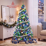 Costway Pre-Lit Hinged Artificial Christmas Tree, 4–9 ft, Warm White & Multicolor LEDs, 11 Lighting Modes