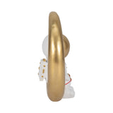 Astronaut on Crescent Moon Figurine, Approximately 8", White & Gold Resin Tabletop Décor