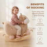 Qaba Spotted Deer Plush Rocking Horse with Sounds, Seat Belt & Rocking Stopper
