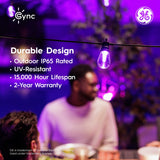 GE Cync 48ft Smart LED Café String Lights, Multicolor with Individual Bulb Control