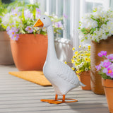 Evergreen Giddy the Goose White Metal Porch Statue, 21" Tall, Indoor & Outdoor Garden Décor
