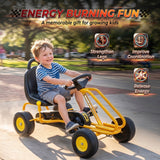Qaba Kids Pedal Go Kart with Adjustable Seat & Handbrake, Yellow, Ages 3–6