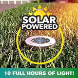 Bell + Howell Solar LED Disk Lights, 8 LEDs per Light, Outdoor Pathway Lighting