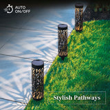 Bell + Howell Solar Bollard Pathway Lights, 4-Pack, 3500K LED