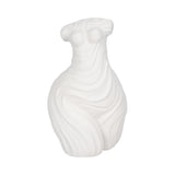 White Ribbed Torso Sculpture, 11" Polyresin Female Form Statue, Modern Tabletop Décor