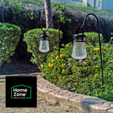 Home Zone Living Secure Solar Hanging Lantern Lights, 4-Pack with Shepherd Hooks, 28", Crackle Glass