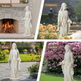 LuxenHome Virgin Mary Statue, 29.5" Ivory Blessed Mother Sculpture, Indoor & Outdoor Garden Décor
