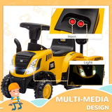 Cat Caterpillar Licensed Ride-On Excavator with Shovel & Trailer, Foot-Powered