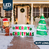 Joyfy 10 ft Christmas Inflatable with LEDs, Gingerbread Man & Christmas Tree Merry Christmas Yard Display