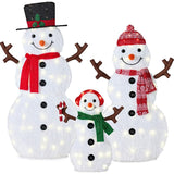 Best Choice Products 3-Piece Lighted Snowman Family, 4 ft 2D Yard Décor, 135 Twinkling White LEDs