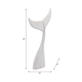32" Tall Large Wooden Whale Tail Sculpture, Distressed White Coastal Décor