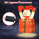 Costway Lighted Snowman in Gift Box, 44.4" Christmas Decoration, 100 Warm LEDs
