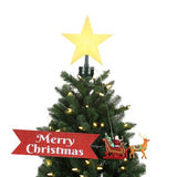 Mr. Christmas Animated Santa Sleigh Tree Topper with Merry Christmas Banner & LED Star – White Santa