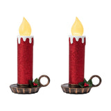 Mr. Christmas 9.5" Flickering LED Resin Candles, Set of 2, Red Glitter with 6-Hour Timer