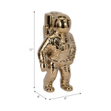 Sagebrook Home Ceramic Astronaut Sculpture, 11" Metallic Gold Space-Themed Tabletop Décor
