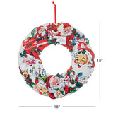 Mr. Christmas 18" Wooden Vintage Santa Claus Wreath with Red Hanging Ribbon