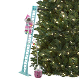 Mr. Christmas 43" Pastel Super Climbing Santa with Pink Outfit, LED Lights & 15 Christmas Carols