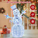 Costway 5 ft Lighted Christmas Snowman, 140 Cold White LEDs, Hat, Scarf & Stars