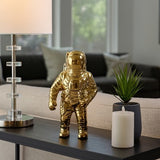 Sagebrook Home Ceramic Astronaut Sculpture, 11" Metallic Gold Space-Themed Tabletop Décor